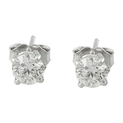 0.80 Carat Diamond 14K White Gold Solitaire Stud Earrings - Fashion Strada