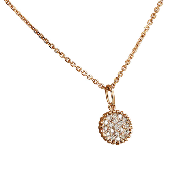 0.22 Carat Diamond 14K Rose Gold Medallion Pendant Necklace - Fashion Strada