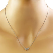 0.20 Carat Diamond 14K White Gold Butterfly Necklace - Fashion Strada