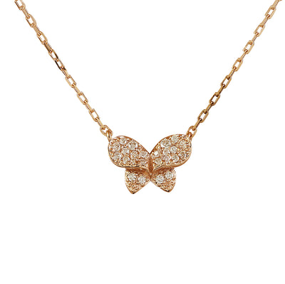0.20 Carat Diamond 14K Rose Gold Butterfly Necklace - Fashion Strada