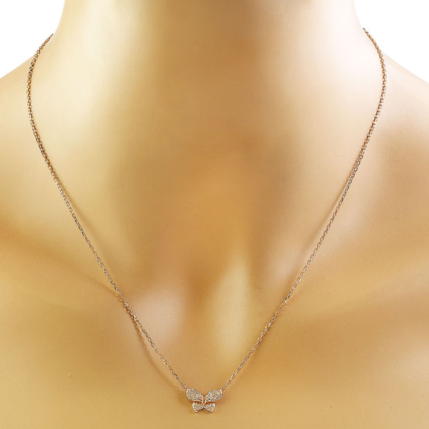 0.20 Carat Diamond 14K Rose Gold Butterfly Necklace - Fashion Strada