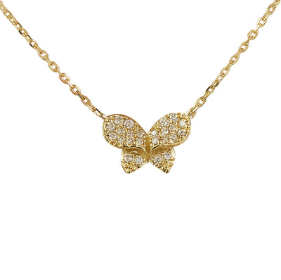 0.20 Carat Diamond 14K Yellow Gold Butterfly Necklace - Fashion Strada