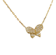0.20 Carat Diamond 14K Yellow Gold Butterfly Necklace - Fashion Strada