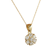 1.00 Carat Diamond 14K Yellow Gold Flower Pendant Necklace - Fashion Strada
