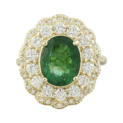 4.84 Carat Emerald 14K Yellow Gold Diamond Ring - Fashion Strada