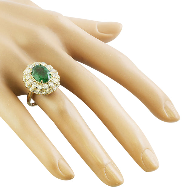 4.84 Carat Emerald 14K Yellow Gold Diamond Ring - Fashion Strada