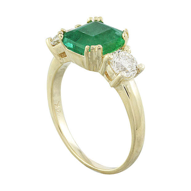 3.03 Carat Emerald 14K Yellow Gold Diamond Ring - Fashion Strada