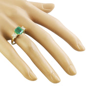 3.03 Carat Emerald 14K Yellow Gold Diamond Ring - Fashion Strada