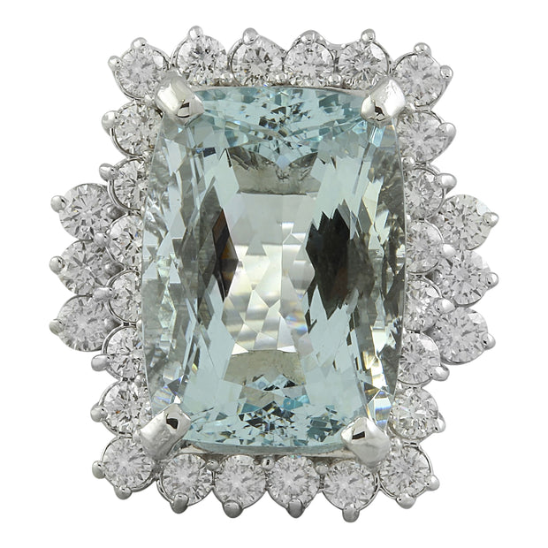 12.18 Carat Aquamarine 14K White Gold Diamond Ring - Fashion Strada