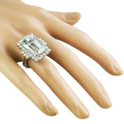 12.18 Carat Aquamarine 14K White Gold Diamond Ring - Fashion Strada
