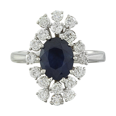 3.25 Carat Sapphire 14K White Gold Diamond Ring - Fashion Strada