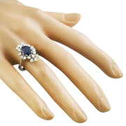 3.25 Carat Sapphire 14K White Gold Diamond Ring - Fashion Strada