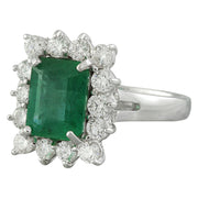 4.95 Carat Emerald 14K White Gold Diamond Ring - Fashion Strada