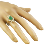 2.80 Carat Emerald 14K Yellow Gold Diamond Ring - Fashion Strada