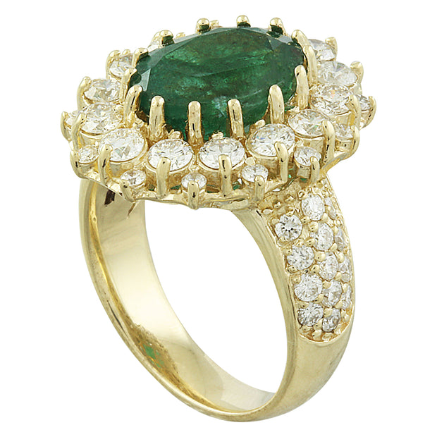 5.40 Carat Emerald 14K Yellow Gold Diamond Ring - Fashion Strada