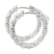 4.00 Carat Diamond 14K White Gold Hoop Earrings - Fashion Strada