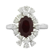 3.21 Carat Ruby 14K White Gold Diamond Ring - Fashion Strada