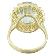 9.86 Carat Aquamarine 14K Yellow Gold Diamond Ring - Fashion Strada