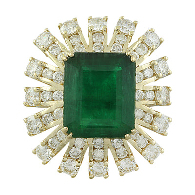 7.75 Carat Emerald 14K Yellow Gold Diamond Ring - Fashion Strada