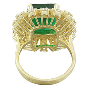 7.75 Carat Emerald 14K Yellow Gold Diamond Ring - Fashion Strada