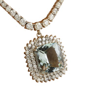 23.22 Carat Aquamarine 18K White Gold Diamond Necklace - Fashion Strada