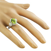5.07 Carat Peridot 14K White Gold Diamond Ring - Fashion Strada