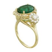 5.06 Carat Emerald 14K Yellow Gold Diamond Ring - Fashion Strada