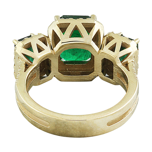 4.21 Carat Emerald 14K Yellow Gold Diamond Ring - Fashion Strada