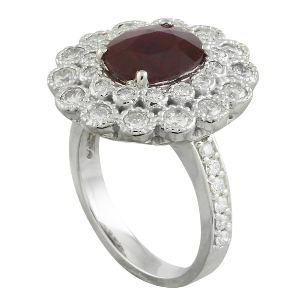 4.50 Carat Ruby 14K White Gold Diamond Ring - Fashion Strada