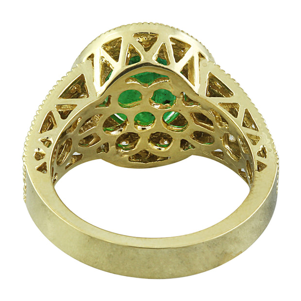 3.88 Carat Emerald 14K Yellow Gold Diamond Ring - Fashion Strada