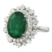 7.15 Carat Emerald 14K White Gold Diamond Ring - Fashion Strada
