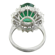 7.15 Carat Emerald 14K White Gold Diamond Ring - Fashion Strada