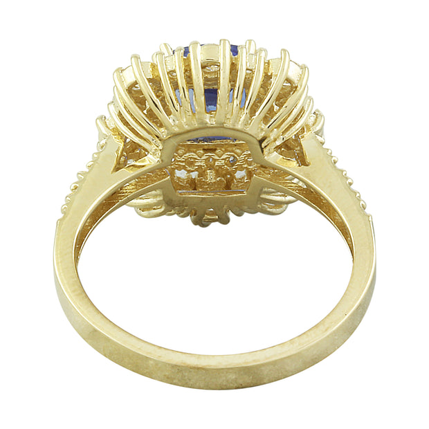 1.70 Carat Tanzanite 14K Yellow Gold Diamond Ring - Fashion Strada