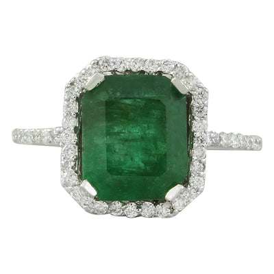 3.25 Carat Emerald 14K White Gold Diamond ring - Fashion Strada