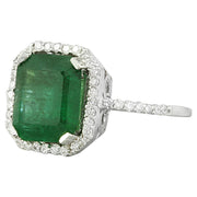 3.25 Carat Emerald 14K White Gold Diamond ring - Fashion Strada