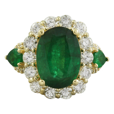 6.00 Carat Emerald 14K Yellow Gold Diamond ring - Fashion Strada