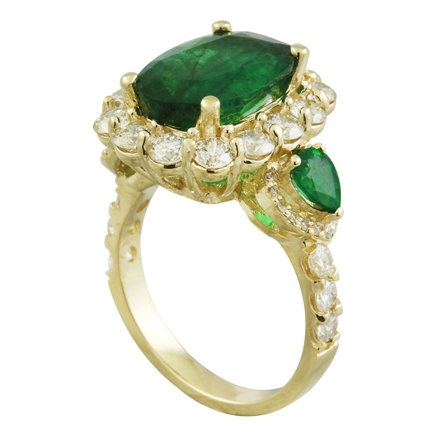 6.00 Carat Emerald 14K Yellow Gold Diamond ring - Fashion Strada