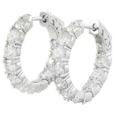 5.00 Carat Diamond 14K White Gold Hoop Earrings - Fashion Strada