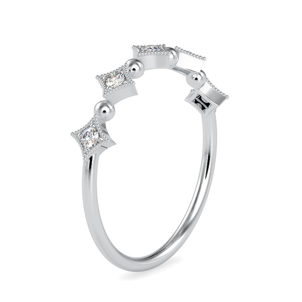 0.09 Carat Diamond 14K White Gold Ring - Fashion Strada