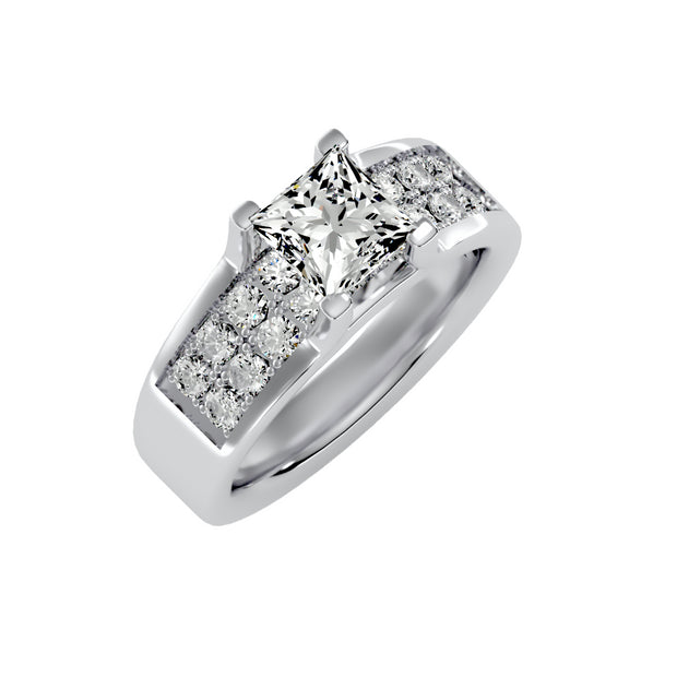2.21 Carat Diamond 14K White Gold Engagement Ring - Fashion Strada