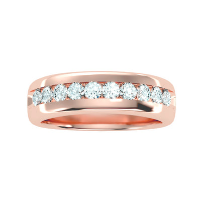 1.01 Carat Diamond 14K Rose Gold Mens Wedding Band - Fashion Strada