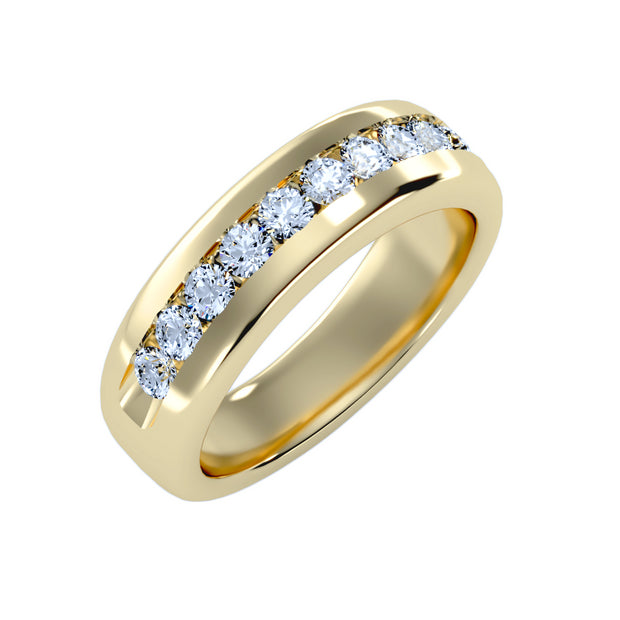 1.01 Carat Diamond 14K Yellow Gold Mens Wedding Band - Fashion Strada