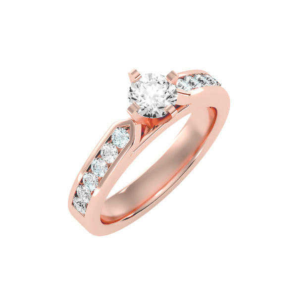 1.07 Carat Diamond 14K Rose Gold Engagement Ring - Fashion Strada