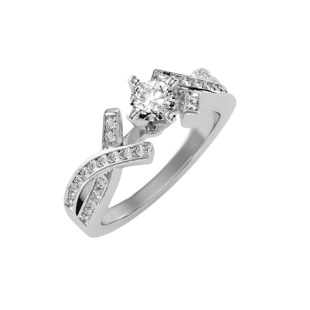 0.94 Carat Diamond 14K White Gold Engagement Ring - Fashion Strada