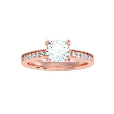 1.10 Carat Diamond 14K Rose Gold Engagement Ring - Fashion Strada