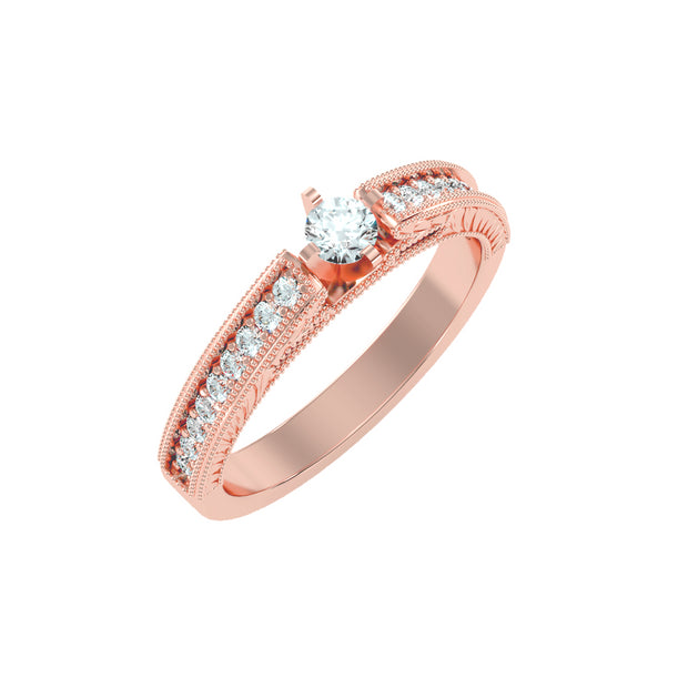 0.48 Carat Diamond 14K Rose Gold Engagement Ring - Fashion Strada