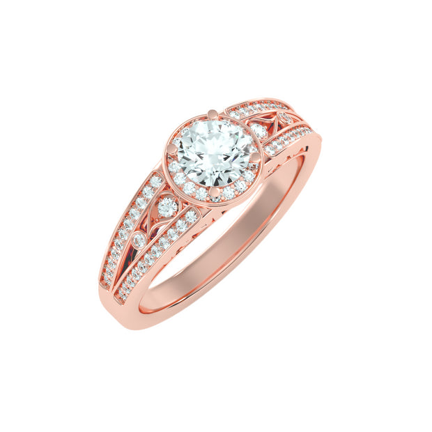 0.94 Carat Diamond 14K Rose Gold Engagement Ring - Fashion Strada
