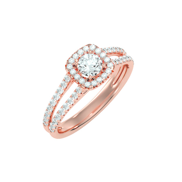 0.85 Carat Diamond 14K Rose Gold Engagement Ring - Fashion Strada