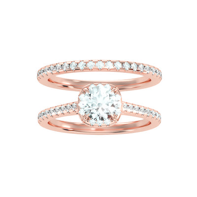 1.31 Carat Diamond 14K Rose Gold Engagement Ring and Wedding Band - Fashion Strada