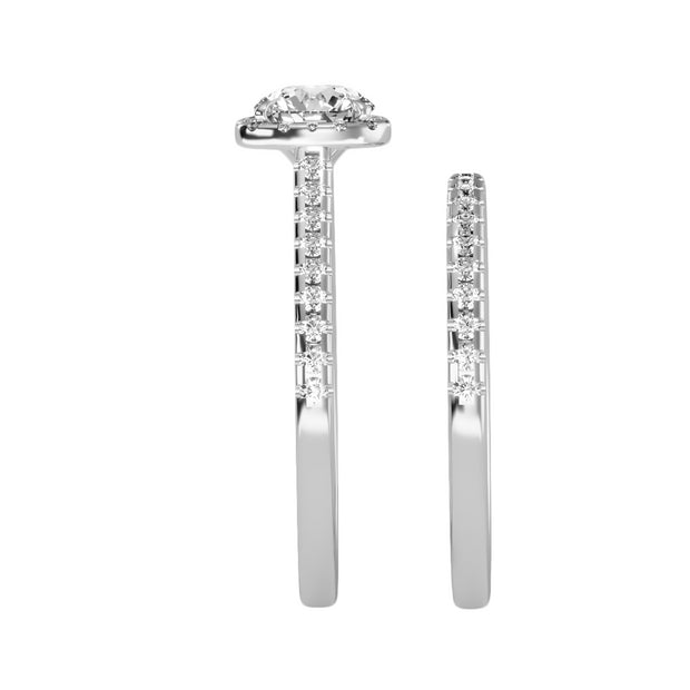 1.31 Carat Diamond 14K White Gold Engagement Ring and Wedding Band - Fashion Strada